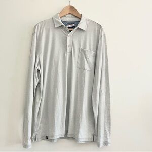 johnnie-O Light Gray Long Sleeve Polo Lightweight Thin Golf Mens Size Large Golf